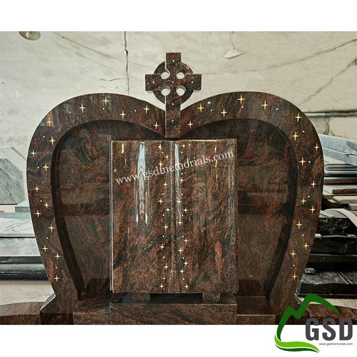 Aurora Red Curve Headstone