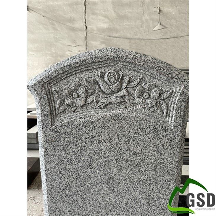 G603 Roses Carving Gothic Shape Memorial