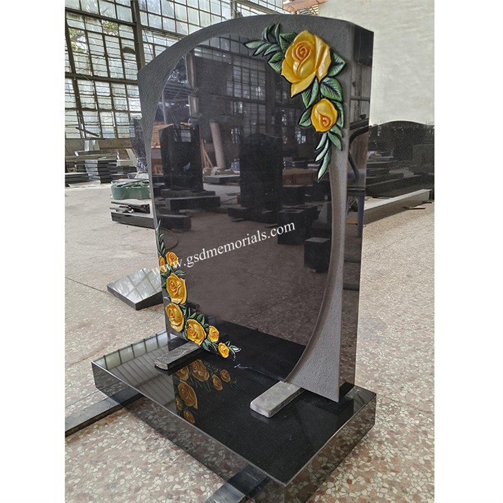 Black Painted Yellow Roses Monument