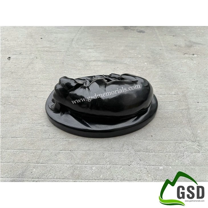 Premium Black Granite Sleeping Dog Headstone