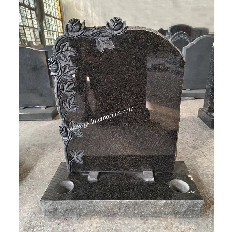 Rustic Headstone with Roses Design Rustic Headstone with Roses Design
