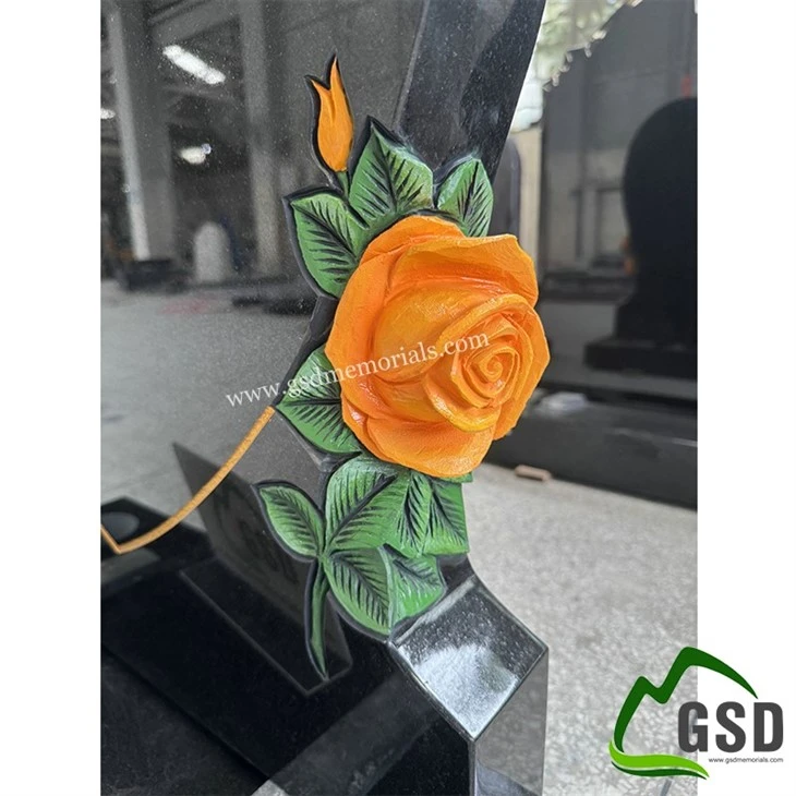 Orange Rose Heart Shaped Gravestone