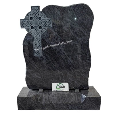 Bahama Blue Classic Rustic Cross Headstone