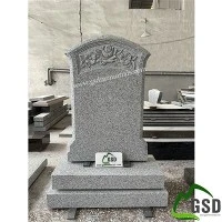 G603 Roses Carving Gothic Shape Headstone