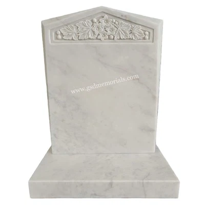Marble Ivy Leaves And Flowers Headstone