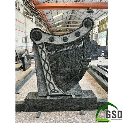 Olive Green Harp Design Tombstone