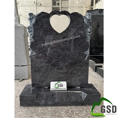 Roses Headstone With Heart Cut Out