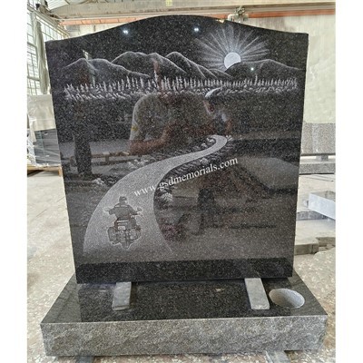 SADark Grey Personalize Motorbike Etching Headstone